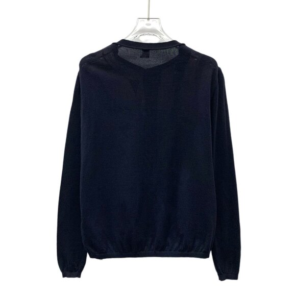 Hermès Paris Chain Print Silk & Cashmere Button Cardigan Navy & White Size 34 XX - Picture 2 of 8